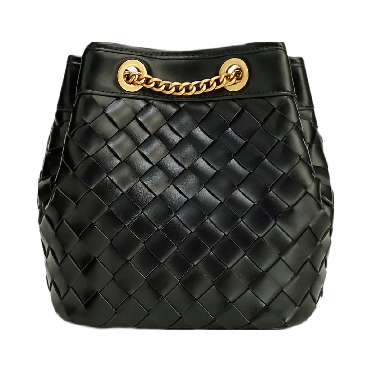 JW PEI Yara Hand Woven Bucket Bag Black - HypeFly India View 3