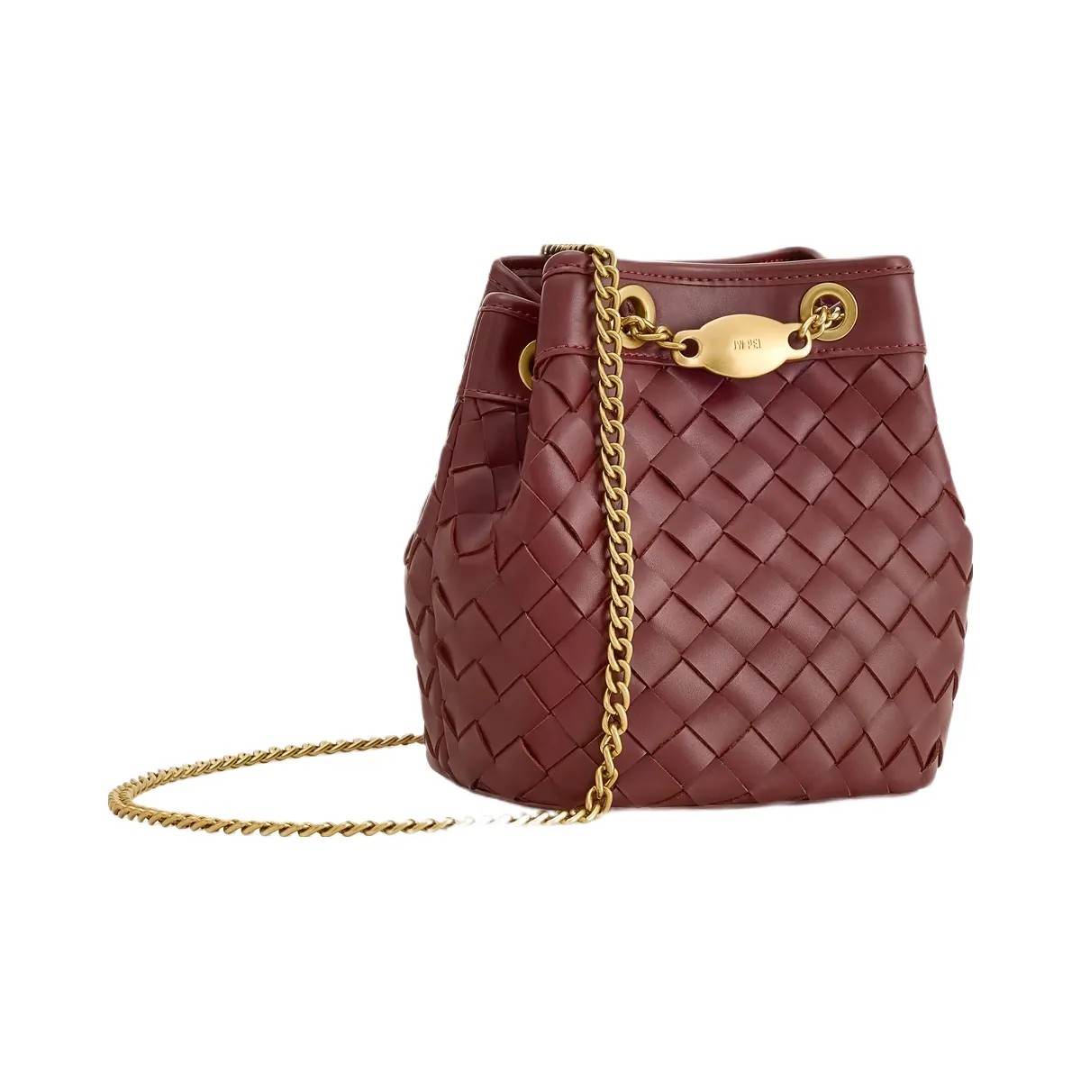 JW PEI Yara Hand Woven Bucket Bag Burgundy - HypeFly India View 2
