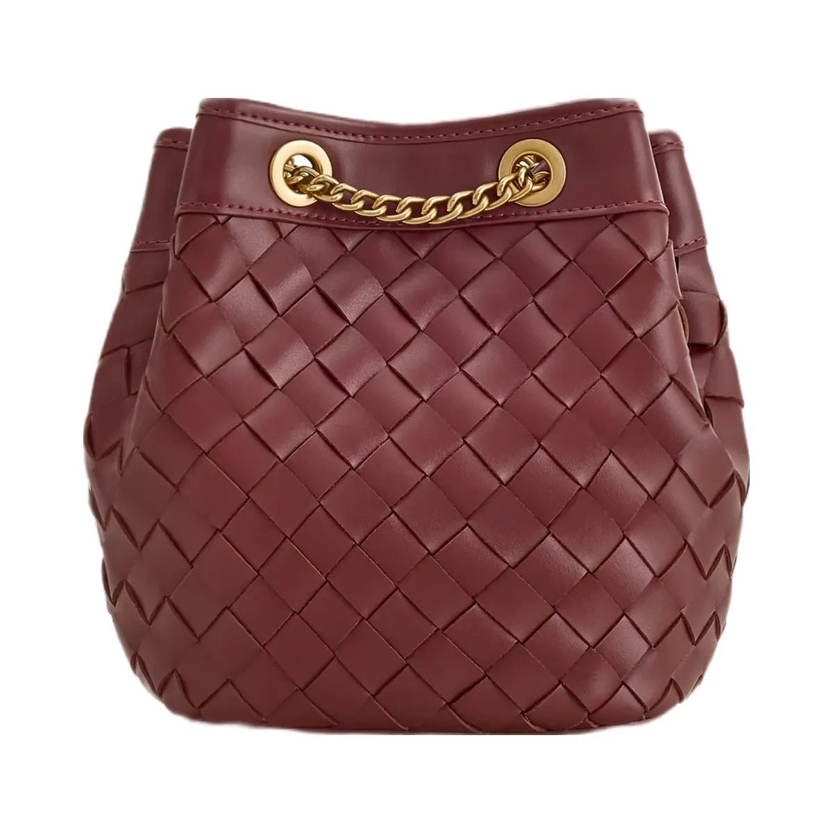 JW PEI Yara Hand Woven Bucket Bag Burgundy - HypeFly India View 3