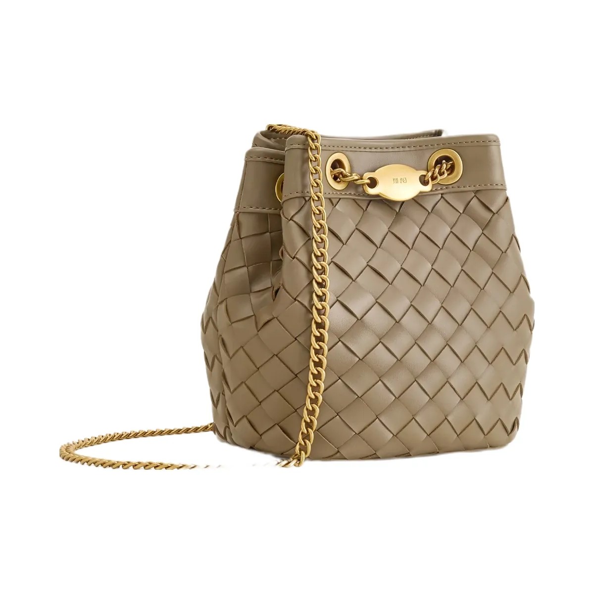 JW PEI Yara Hand Woven Bucket Bag Taupe - HypeFly India View 2