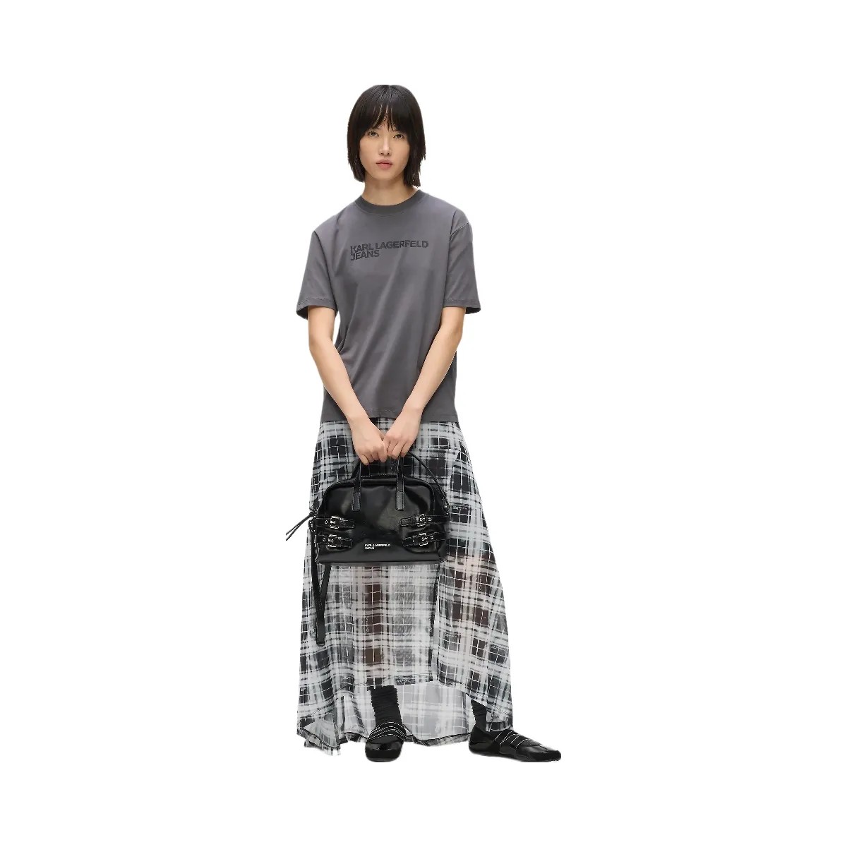 Karl Lagerfeld Buckle Bowling Bag Black - HypeFly India View 2