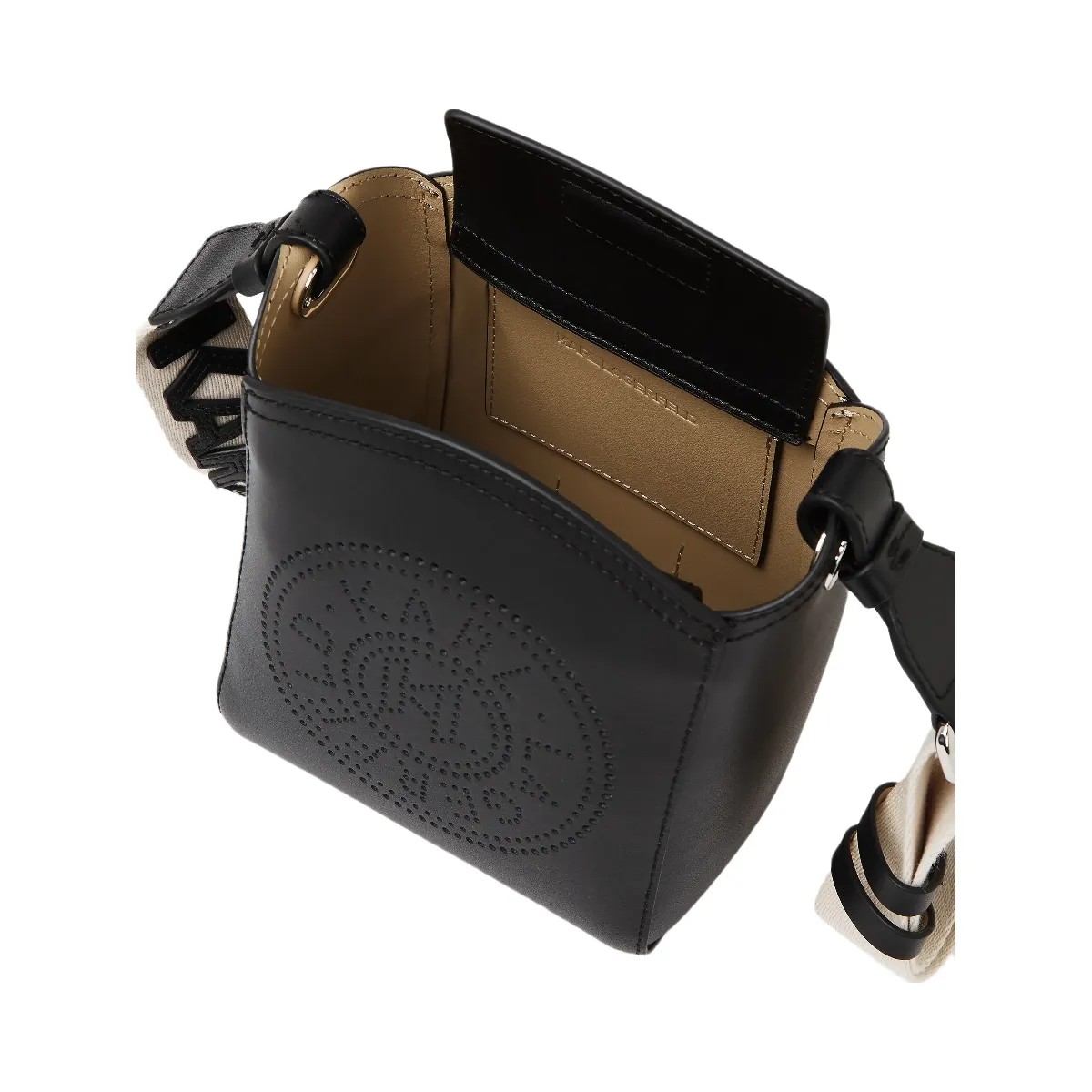 Karl Lagerfeld Circle Small Bucket Bag Black - HypeFly India View 5