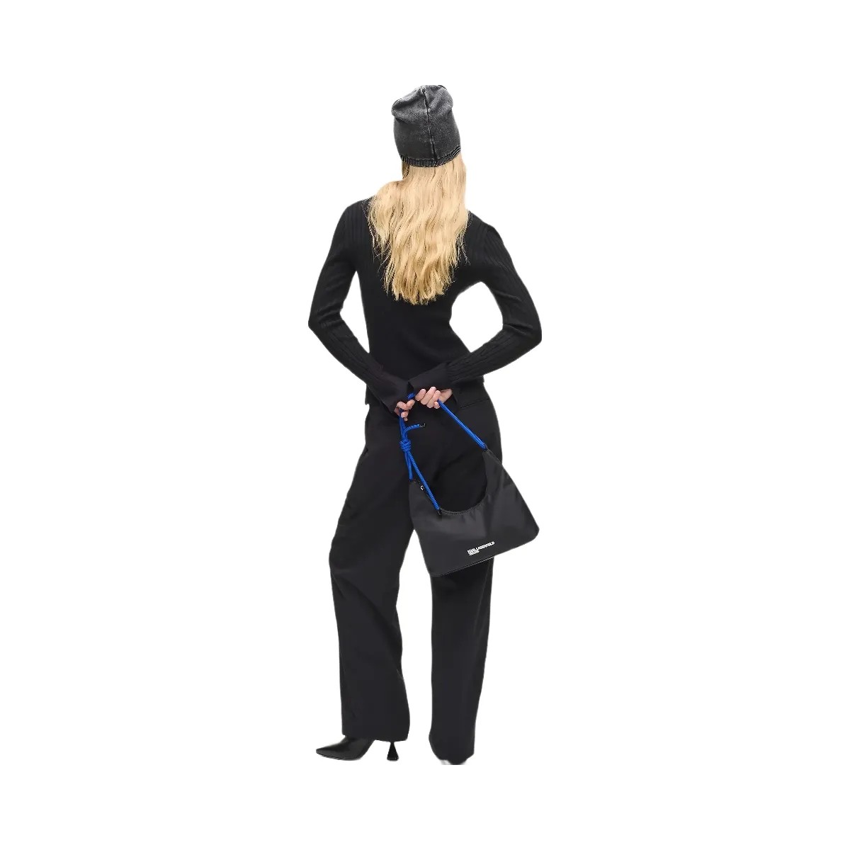 Karl Lagerfeld Cord Nylon Shoulder Bag Black - HypeFly India View 2