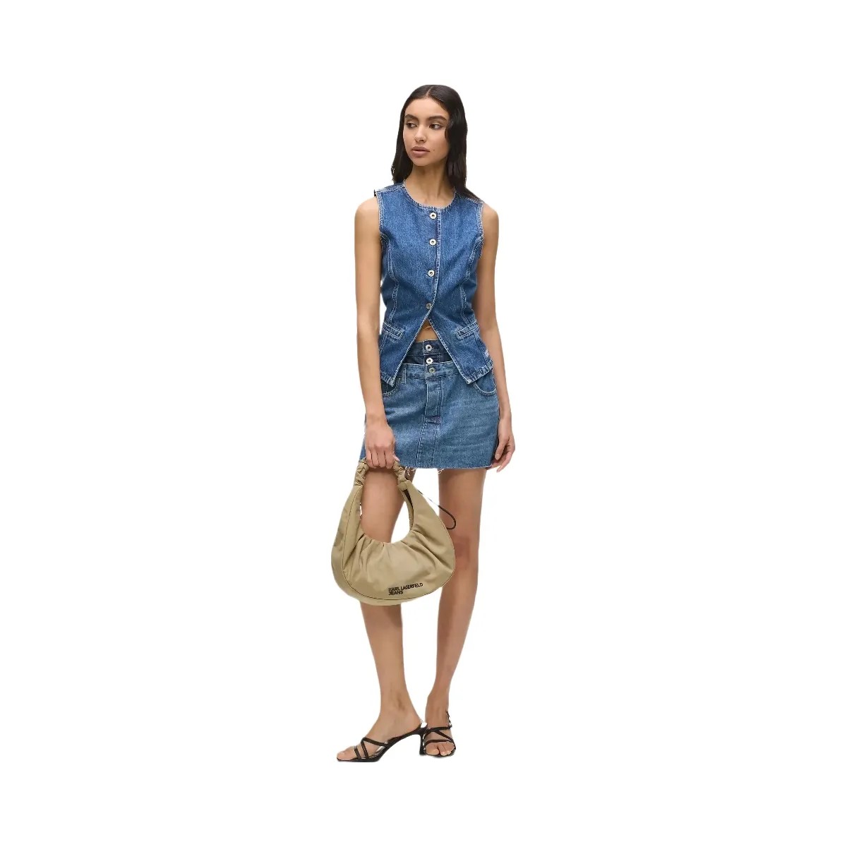 Karl Lagerfeld Gathered Hobo Bag Travertine - HypeFly India View 2