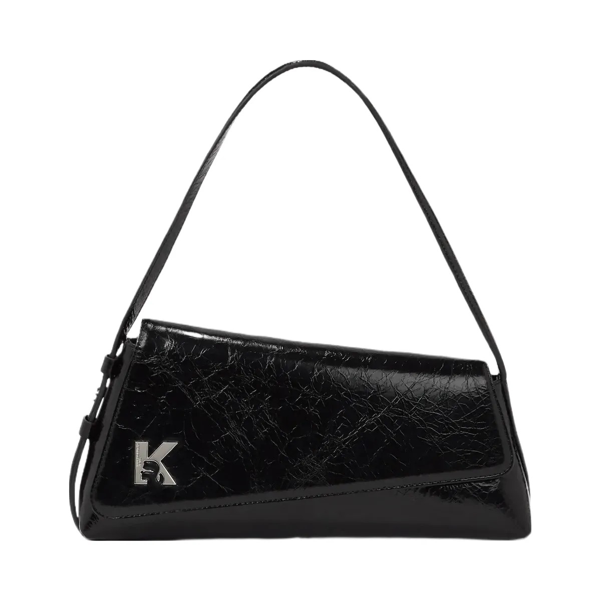 Karl Lagerfeld Geo High-Shine Flap Bag Black - HypeFly India View 1