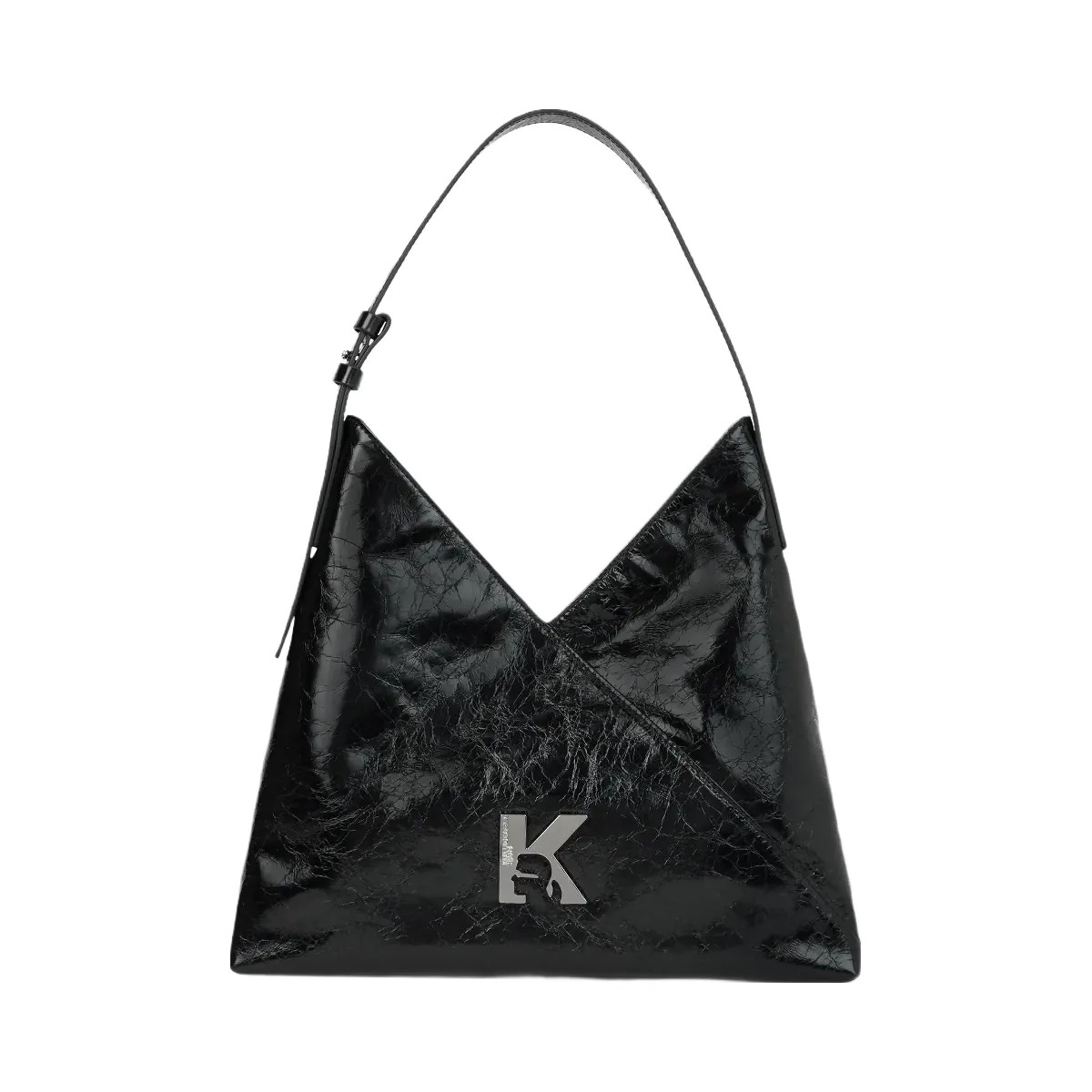 Karl Lagerfeld Geo High-Shine Tote Bag Black - HypeFly India View 1