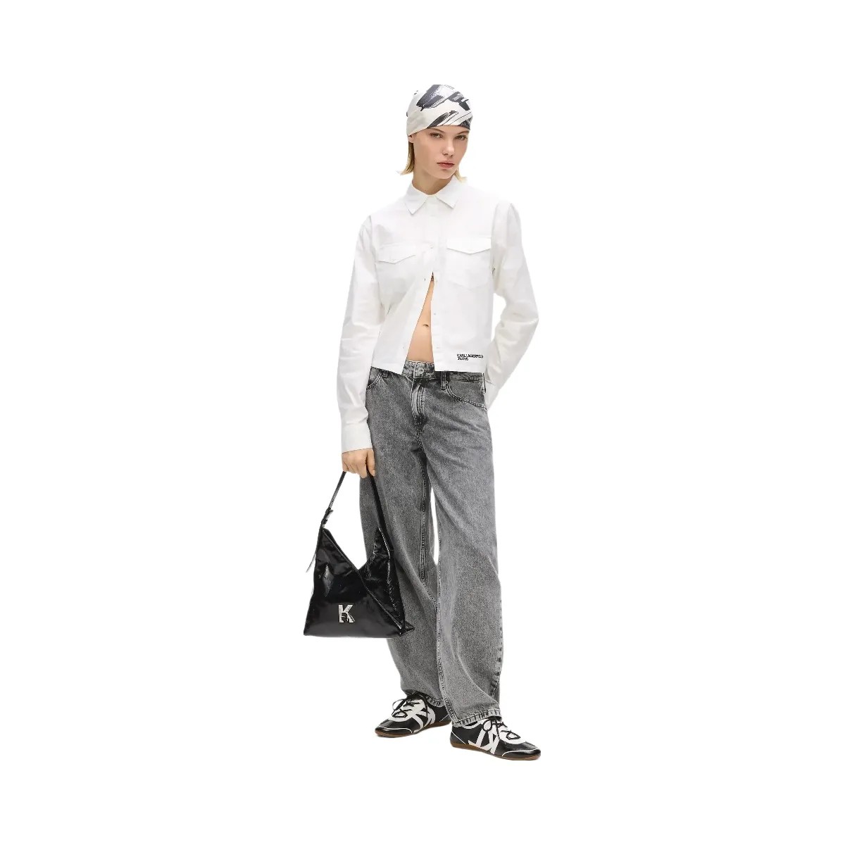 Karl Lagerfeld Geo High-Shine Tote Bag Black - HypeFly India View 2