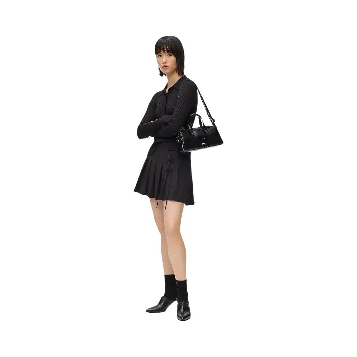 Karl Lagerfeld Glossy Bowling Bag Black - HypeFly India View 2