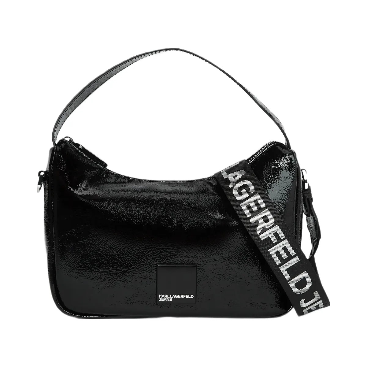 Karl Lagerfeld Glossy Mini Hobo Bag Black - HypeFly India View 1