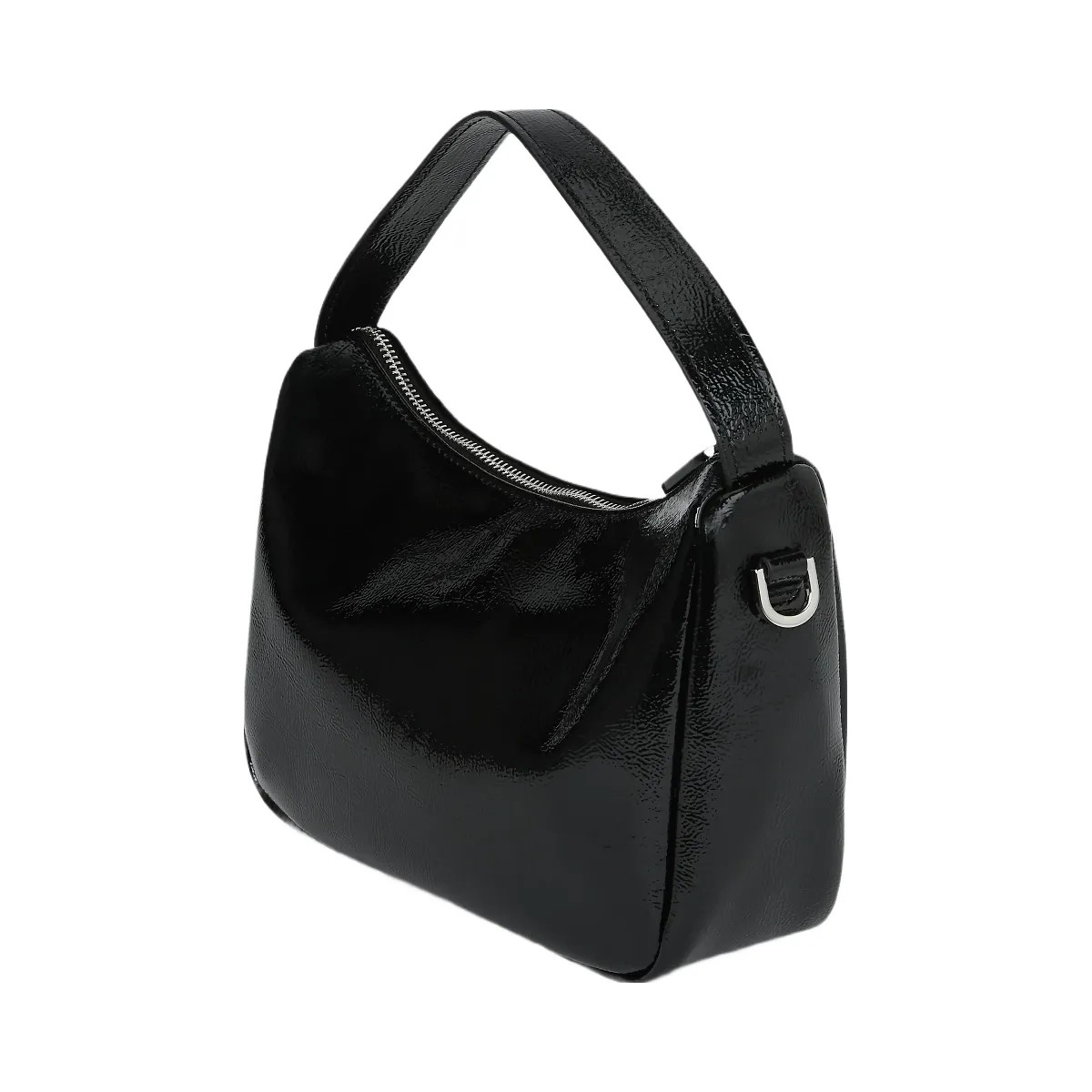 Karl Lagerfeld Glossy Mini Hobo Bag Black - HypeFly India View 4