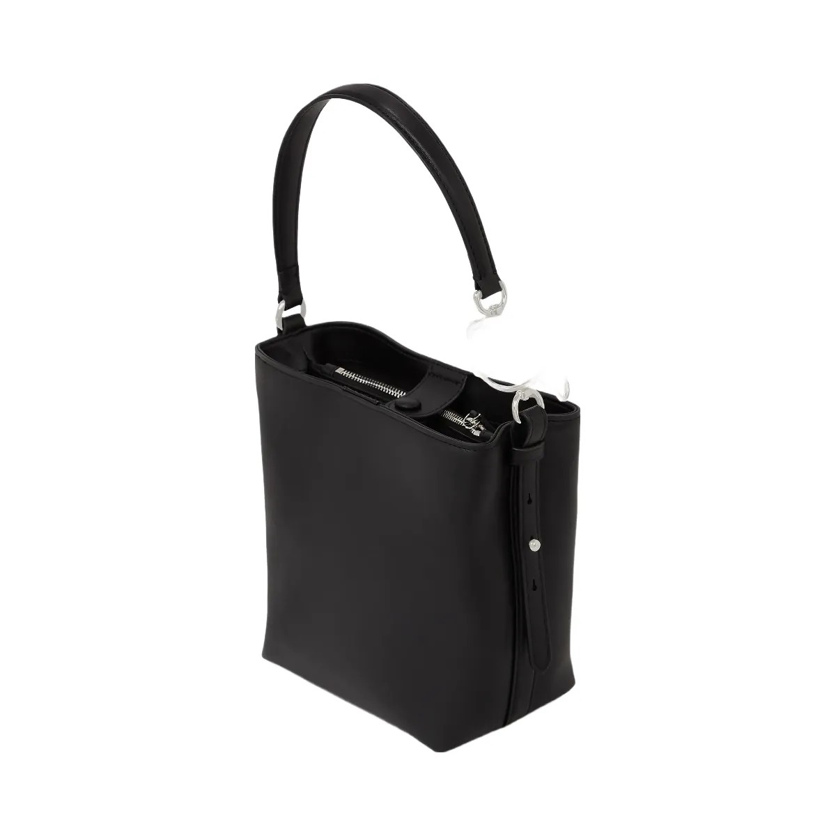 Karl Lagerfeld Ikon Smooth Bucket Bag Black - HypeFly India View 4