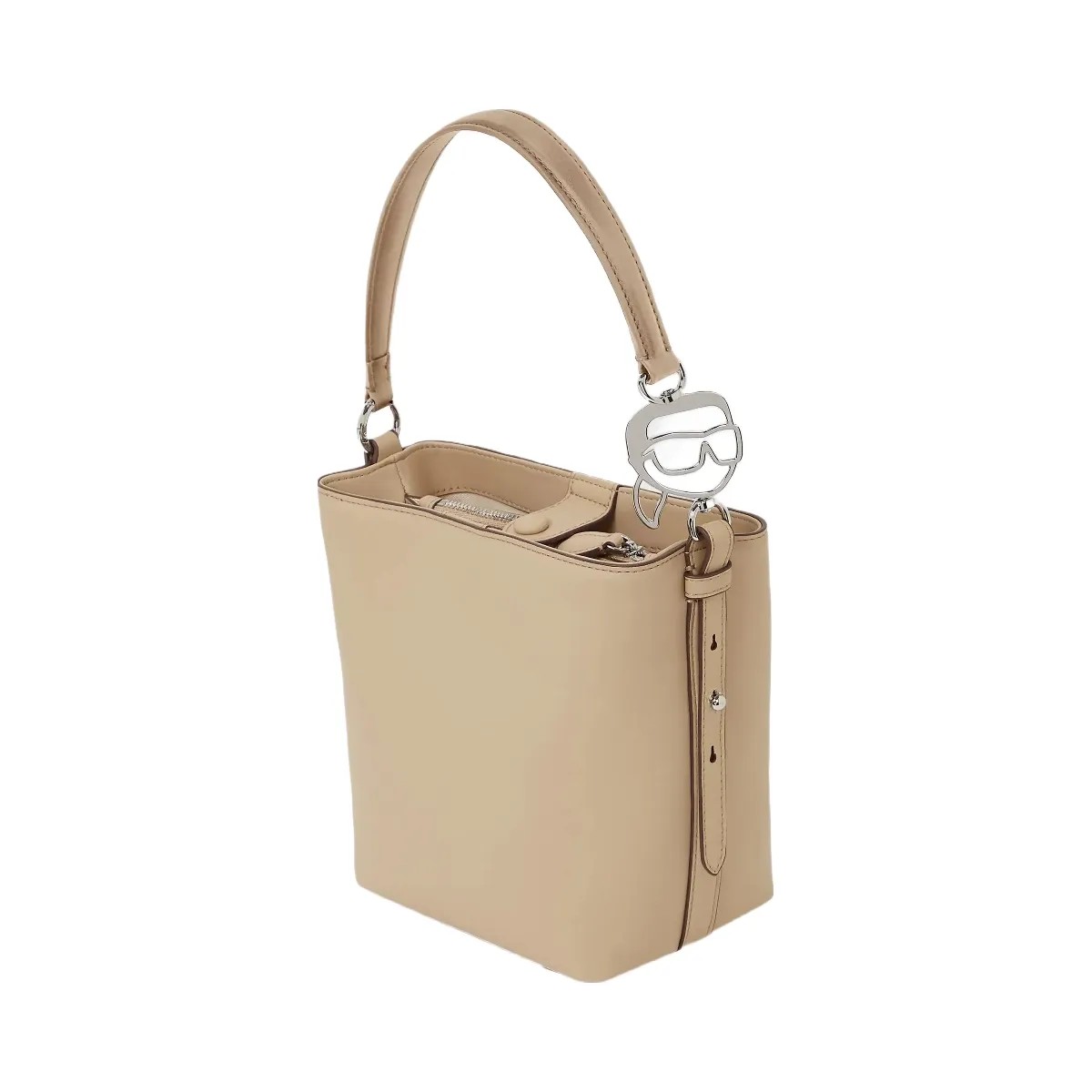 Karl Lagerfeld Ikon Smooth Bucket Bag Safari - HypeFly India View 4