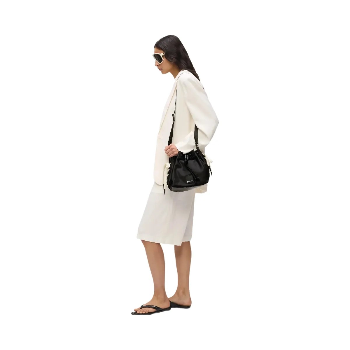 Karl Lagerfeld Nylon Lace-Up Bucket Bag Black - HypeFly India View 2