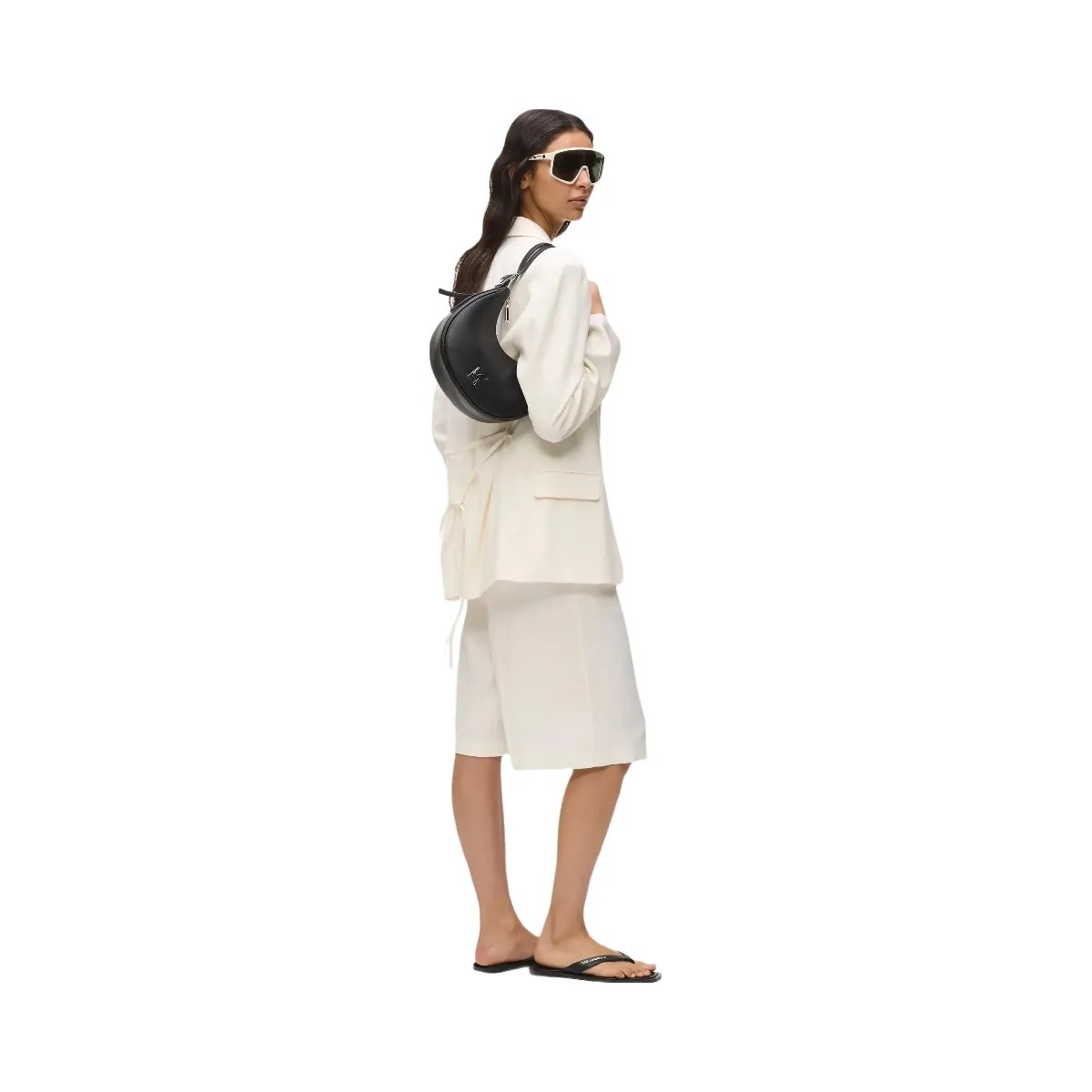 Karl Lagerfeld Twin Strap Moon Bag Black - HypeFly India View 2