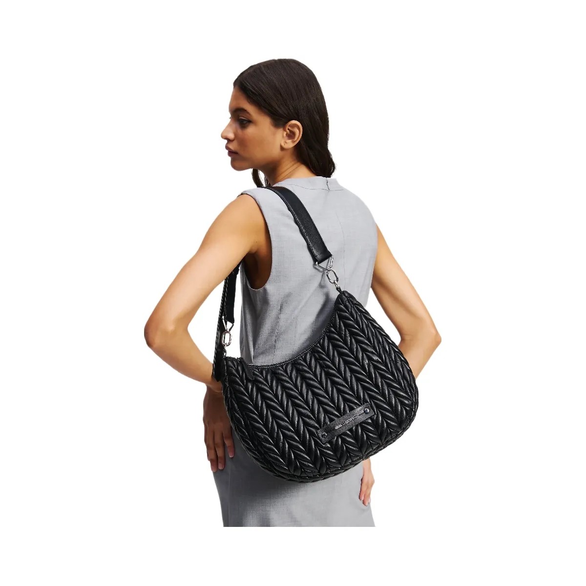Karl Lagerfeld Weave Hobo Bag Black Nickel - HypeFly India View 2