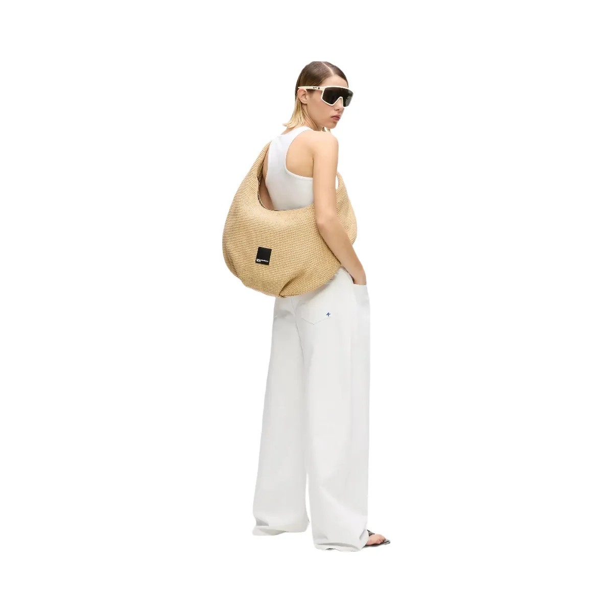 Karl Lagerfeld Woven Large Hobo Bag Natural - HypeFly India View 2