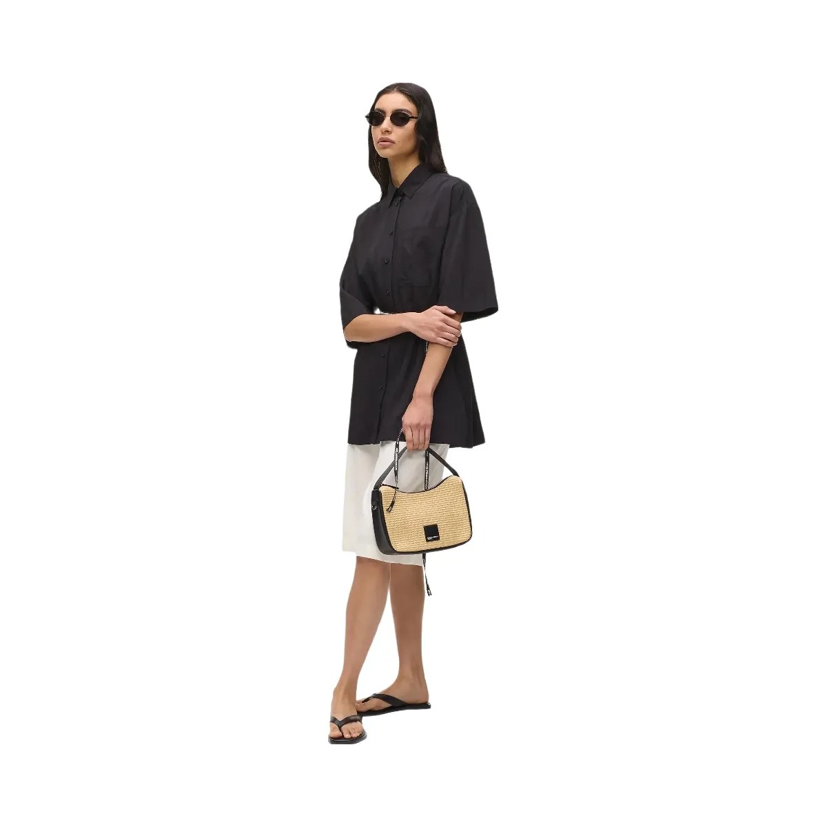 Karl Lagerfeld Woven Mini Hobo Bag Natural - HypeFly India View 2