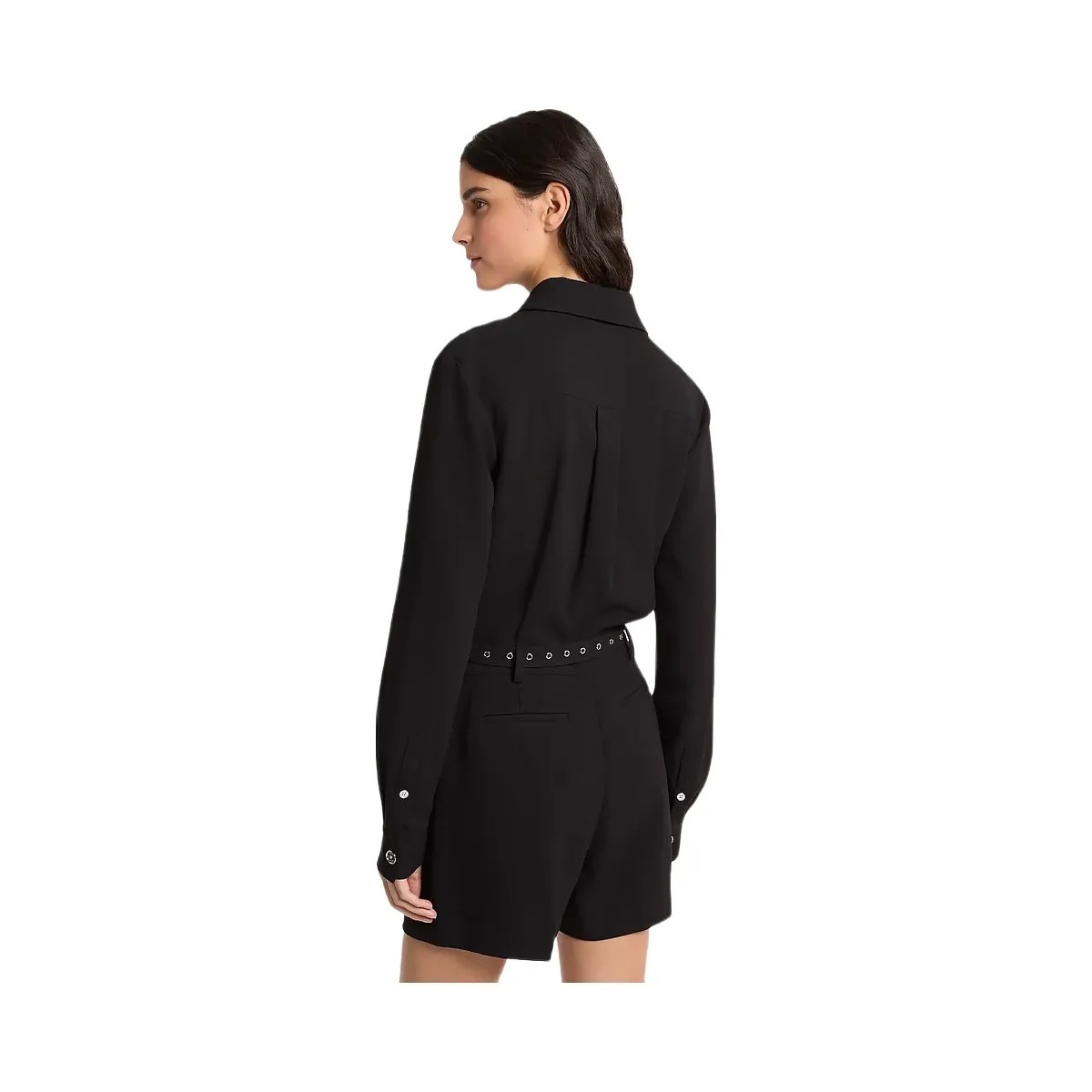 Michael Kors Belted Crepe Romper Black - HypeFly India View 2
