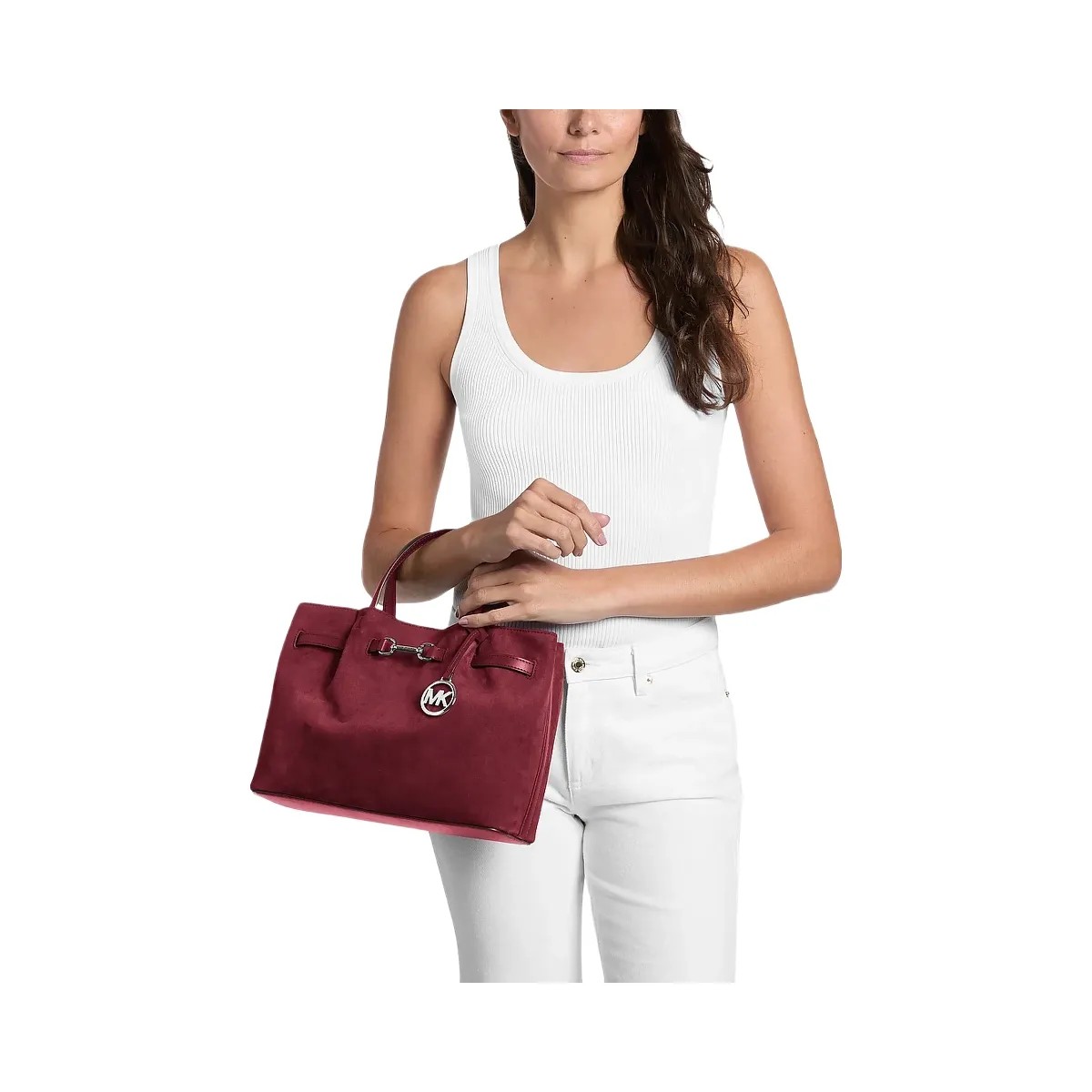 Michael Kors Carson Medium Satchel Maroon - HypeFly India View 4