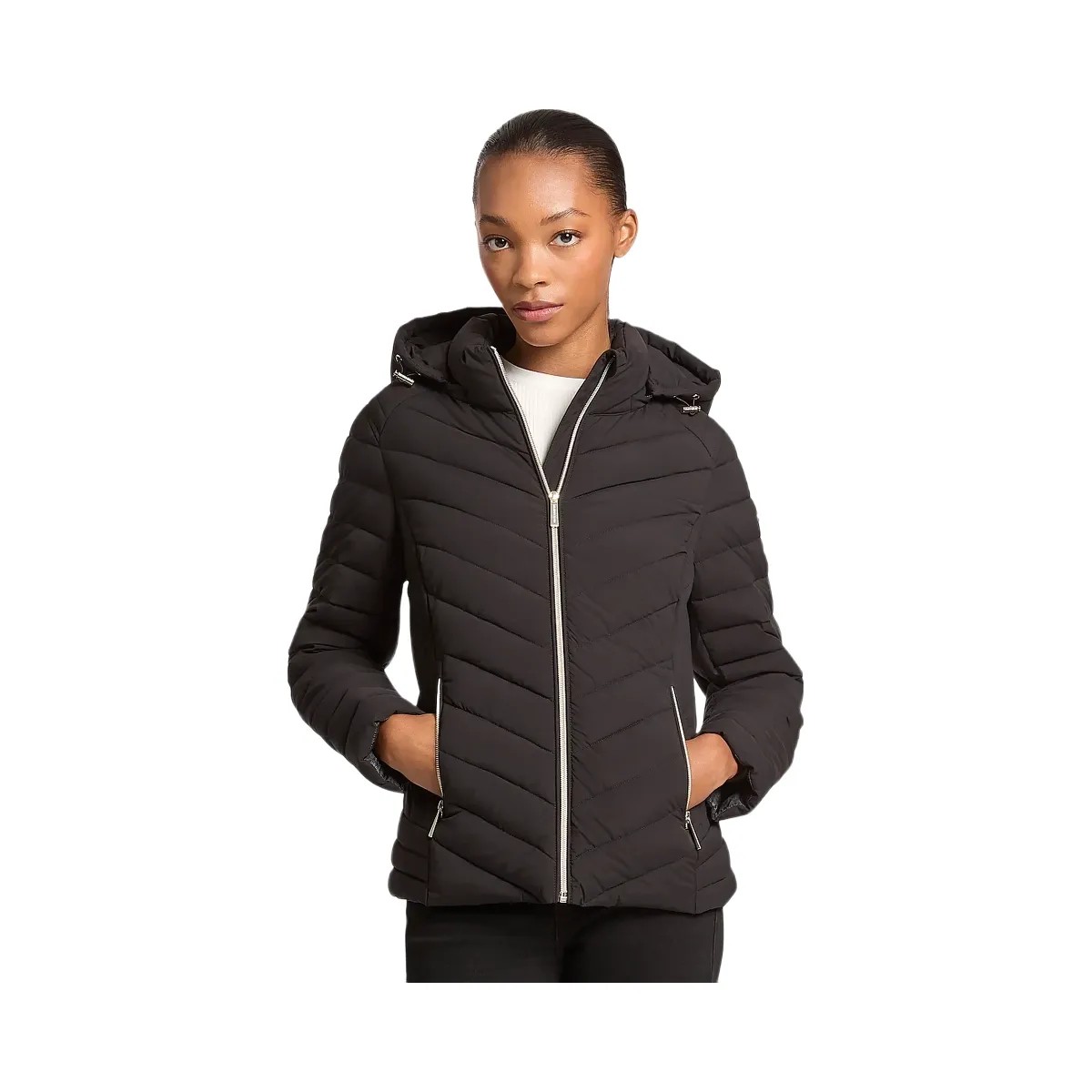 Michael Kors Chevron Quilted Jacket Black - HypeFly India View 1