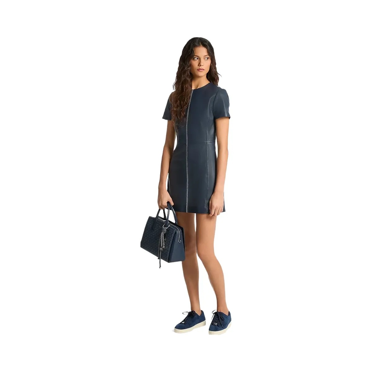 Michael Kors Leather Mini Dress Midnightblue - HypeFly India View 1