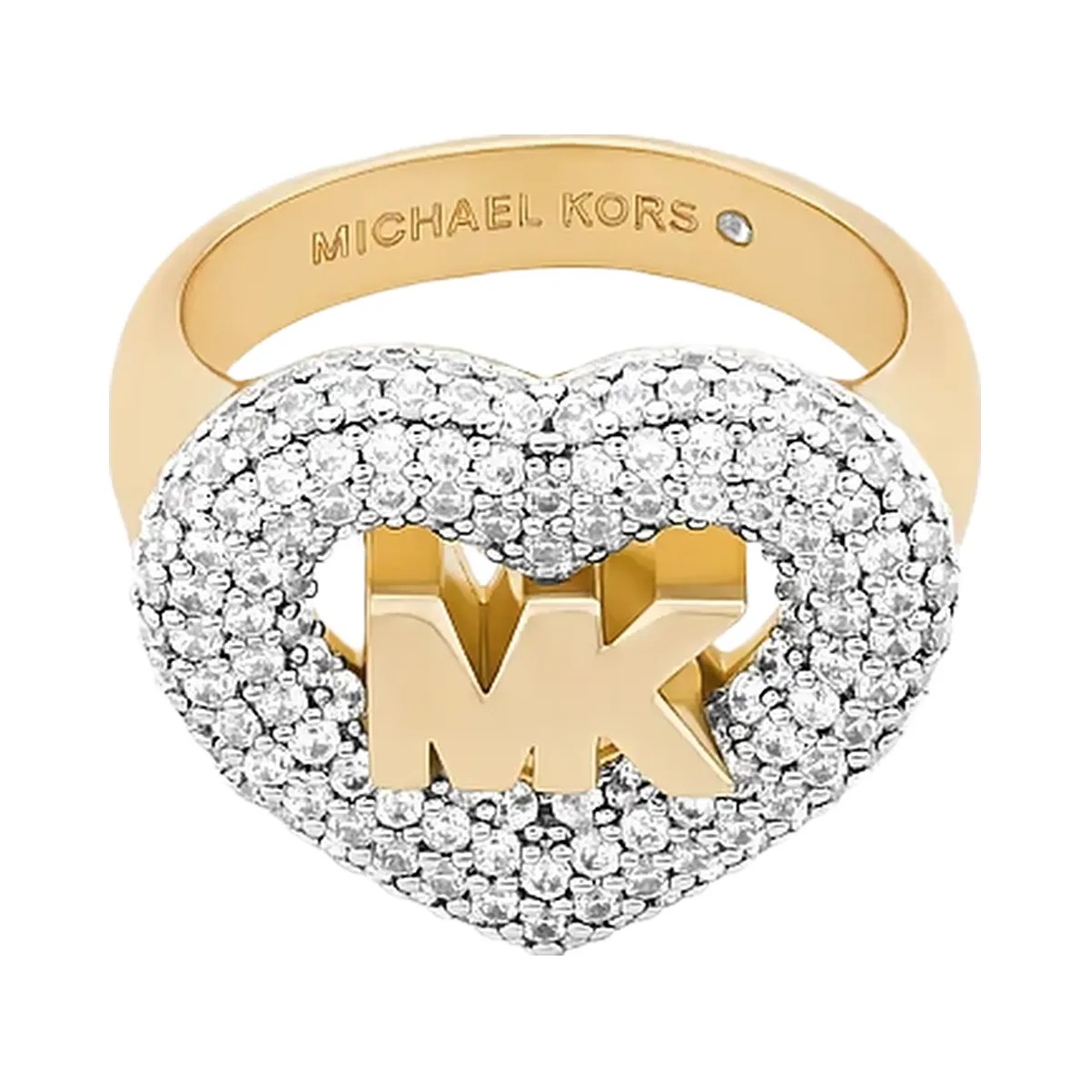 Michael Kors Logo and Pavé Heart Ring Gold - HypeFly India View 2