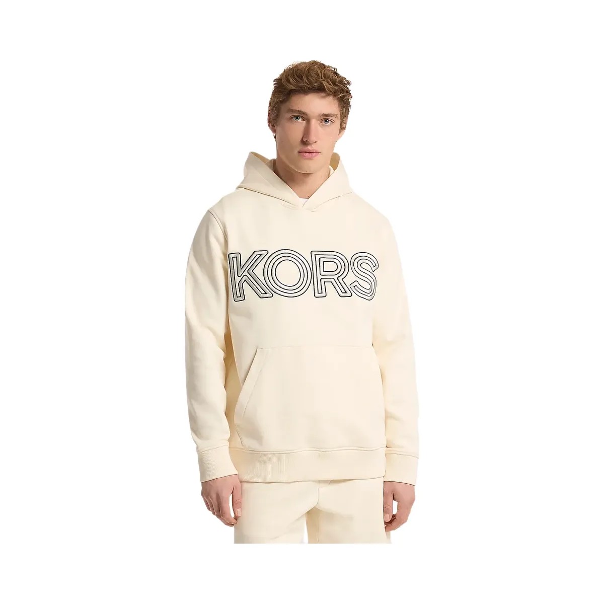 Michael Kors Logo Cotton Hoodie Bone - HypeFly India View 1