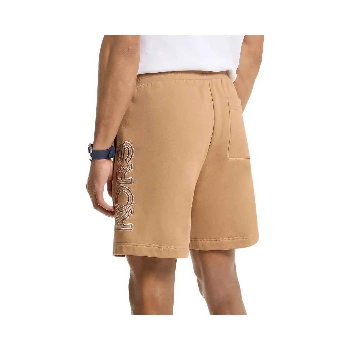 Michael Kors Logo Cotton Shorts Dark Camel - HypeFly India View 2