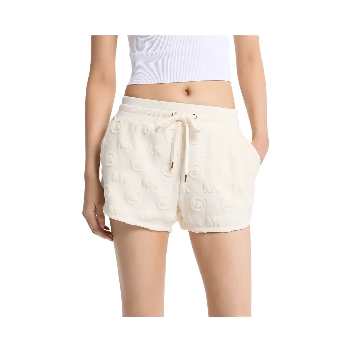 Michael Kors Logo Jacquard Terry Shorts Bone - HypeFly India View 1