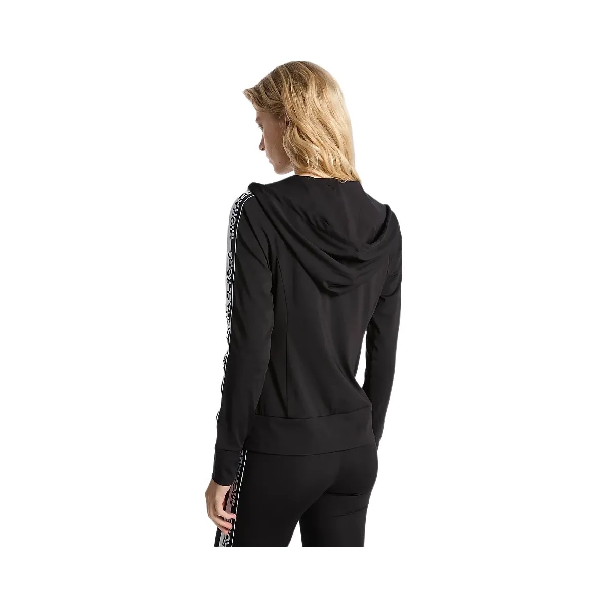 Michael Kors Logo Tape Zip-Up Hoodie Black - HypeFly India View 2