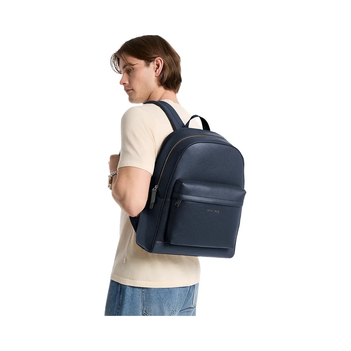 Michael Kors Pacey Leather Backpack Navy - HypeFly India View 4