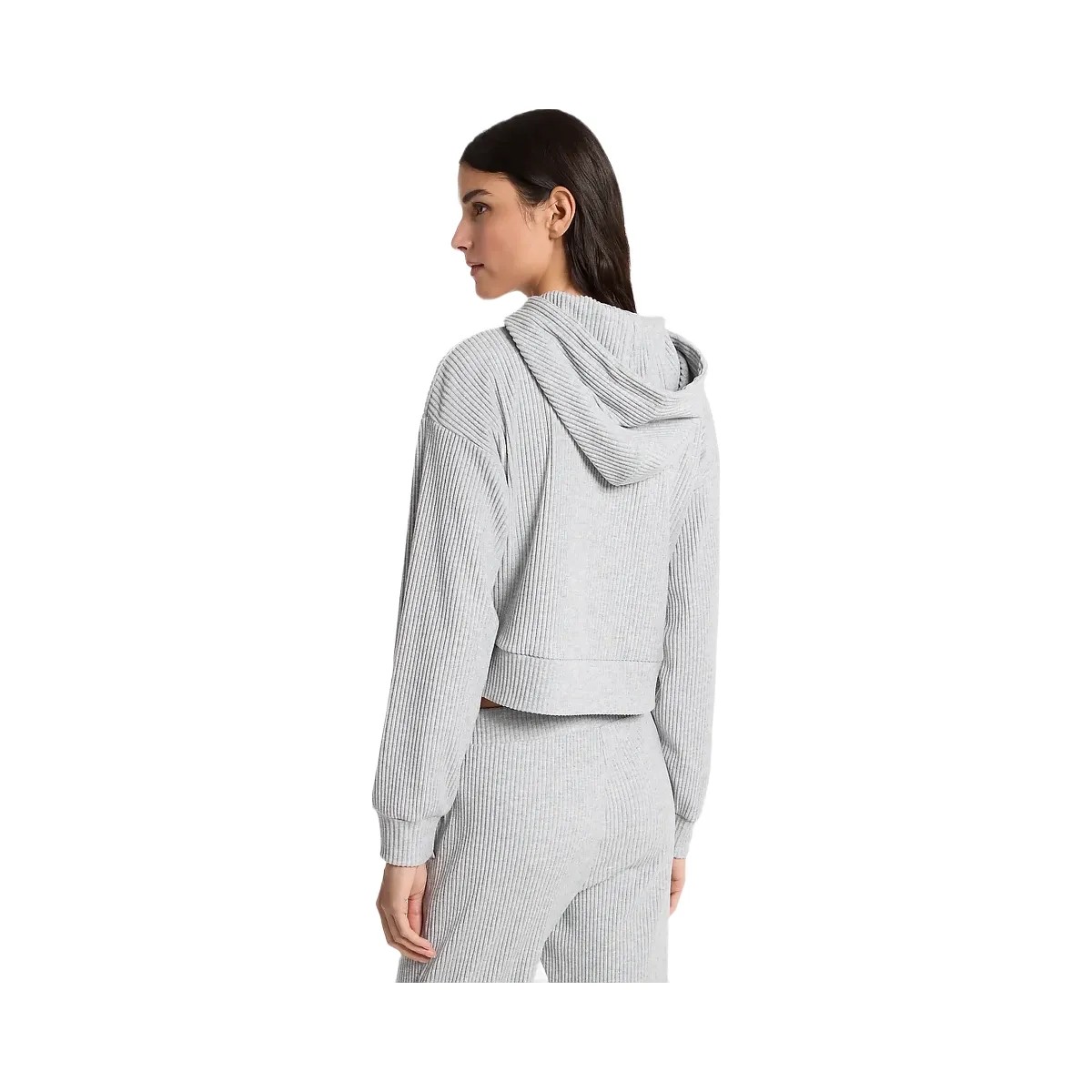 Michael Kors Ribbed Knit Hoodie Pearl Grey - HypeFly India View 2