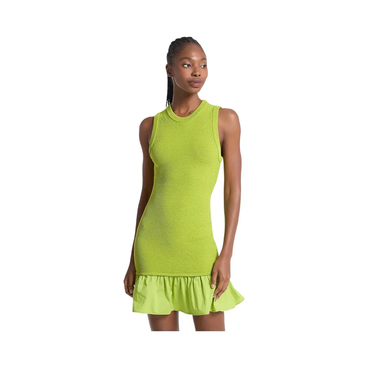 Michael Kors Ruffled Woven Mini Dress Lime - HypeFly India View 1
