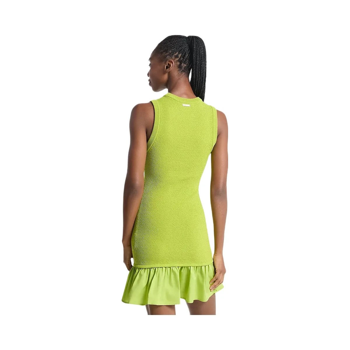 Michael Kors Ruffled Woven Mini Dress Lime - HypeFly India View 2