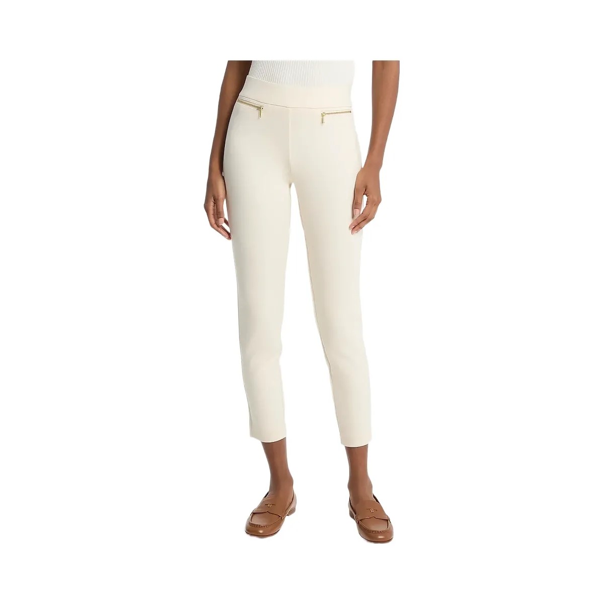 Michael Kors Viscose Blend Zip Pants Bone - HypeFly India View 1