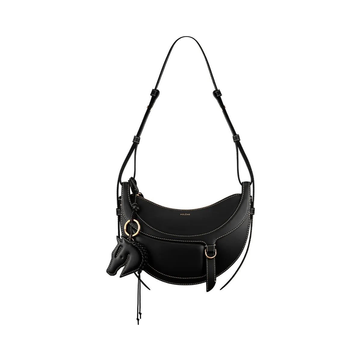 Polène Numéro Dix Galop Leather Bag Black - HypeFly India View 1