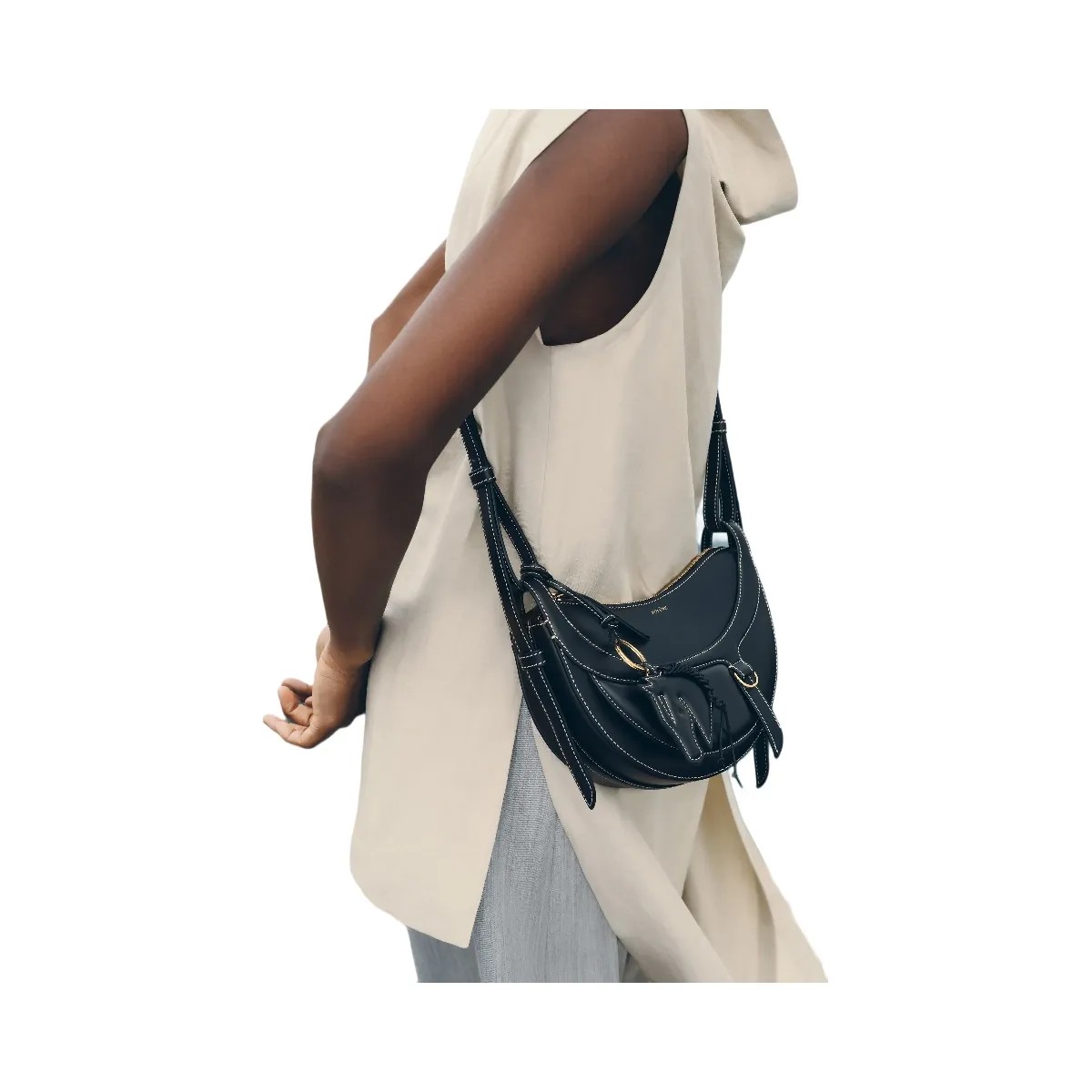 Polène Numéro Dix Galop Leather Bag Black - HypeFly India View 4