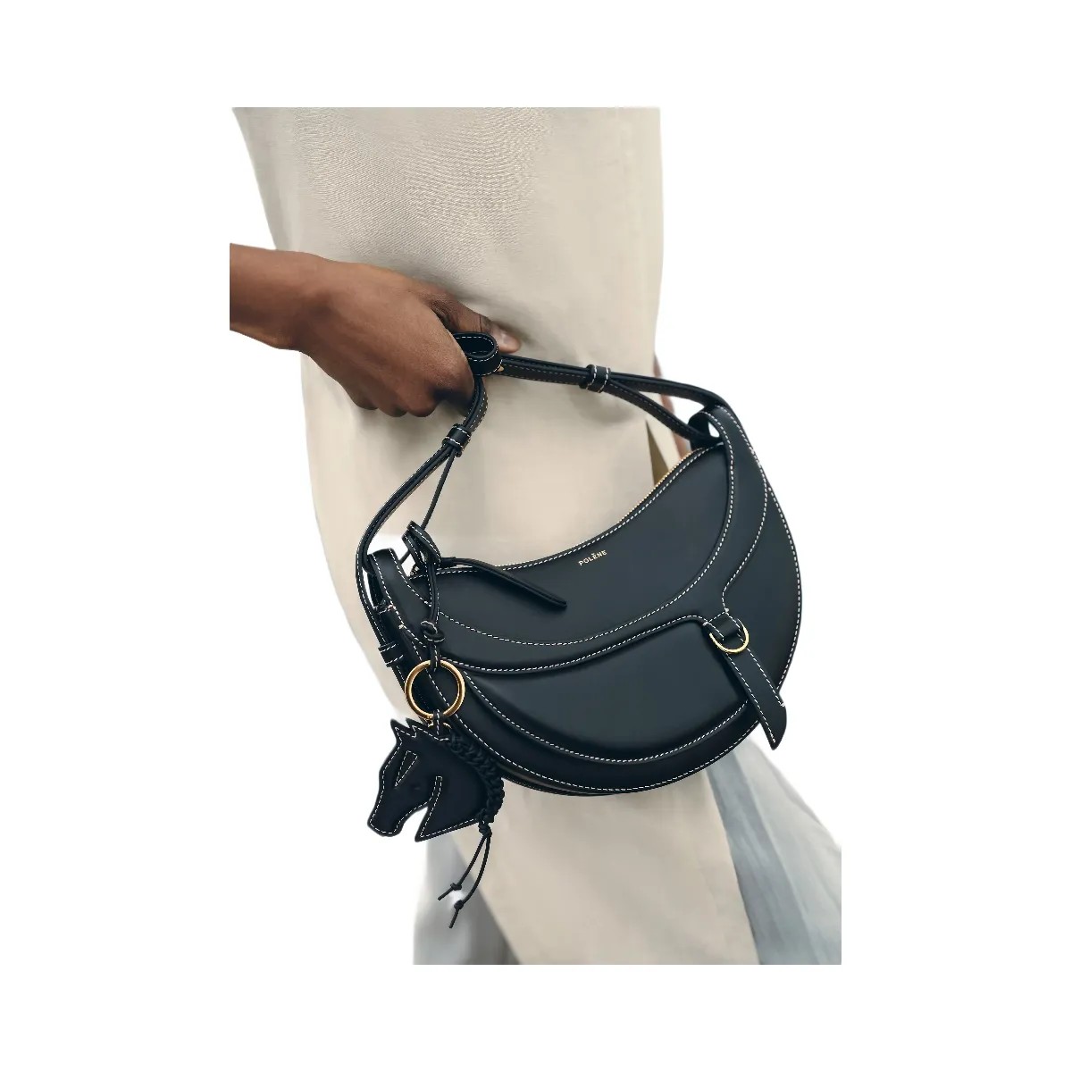 Polène Numéro Dix Galop Leather Bag Black - HypeFly India View 5