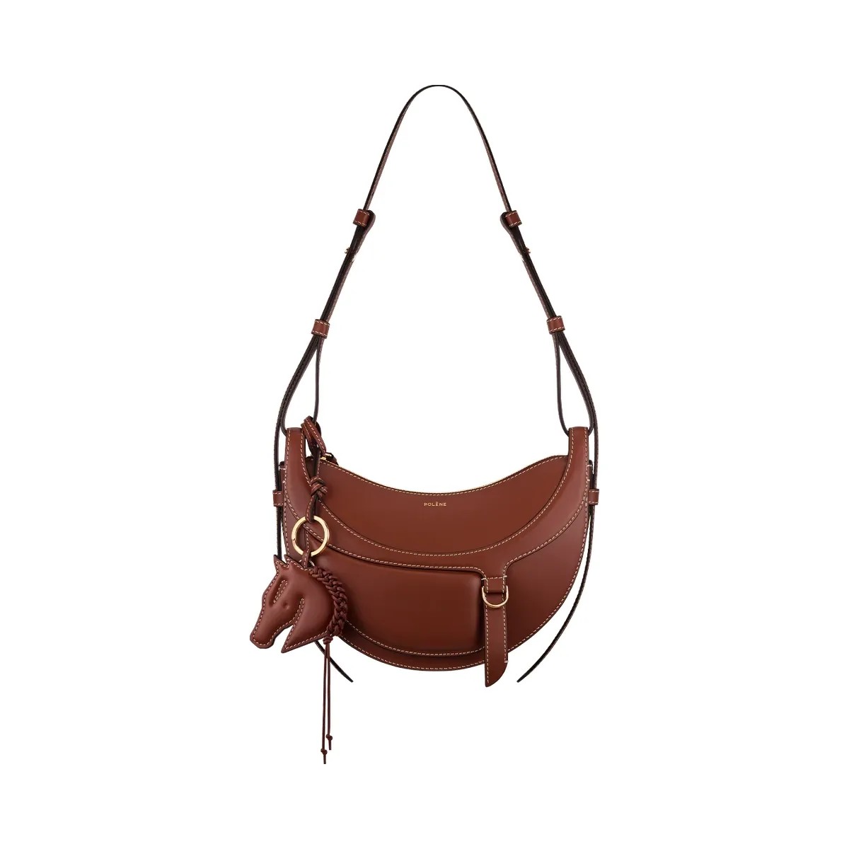 Polène Numéro Dix Galop Leather Bag Cognac - HypeFly India View 1
