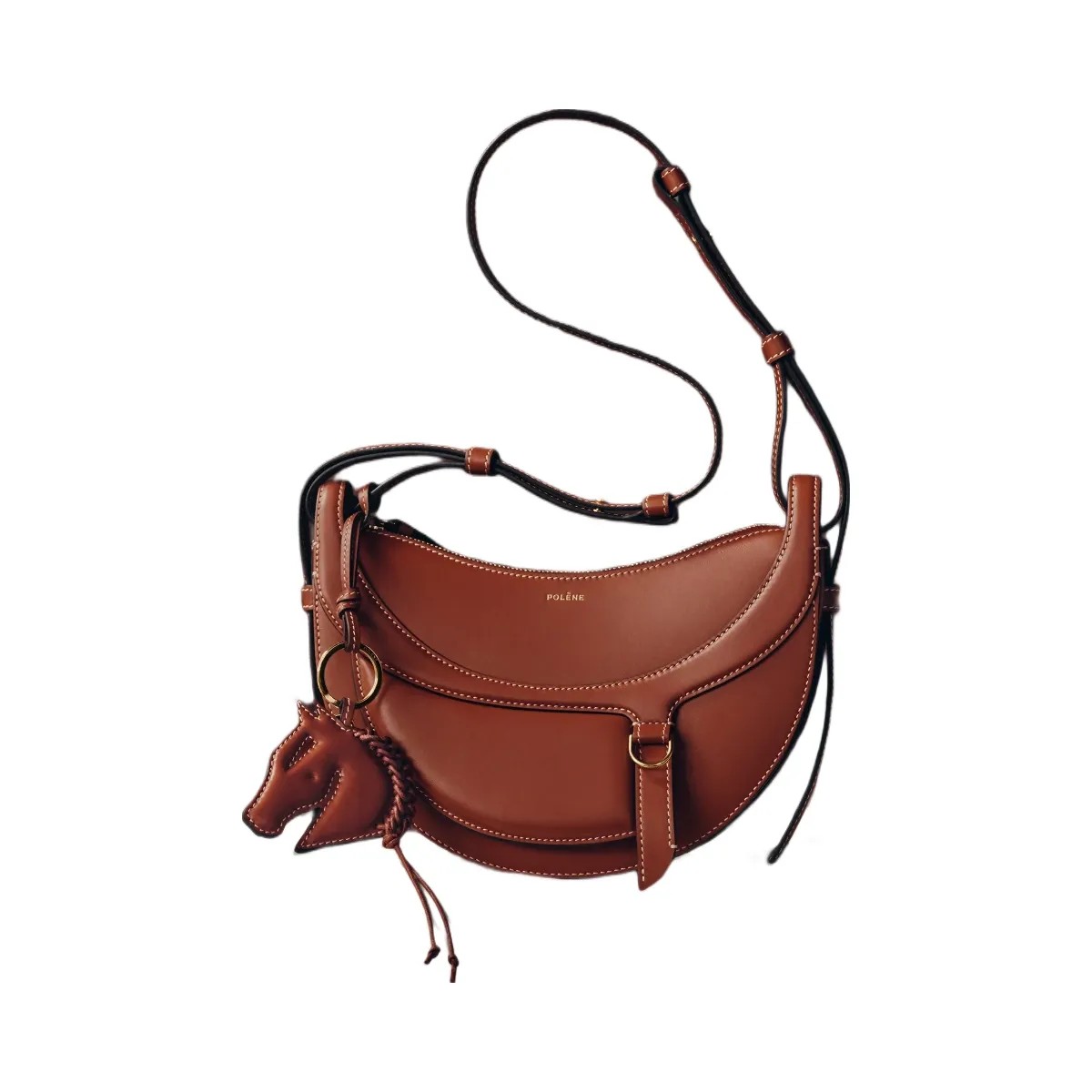 Polène Numéro Dix Galop Leather Bag Cognac - HypeFly India View 3