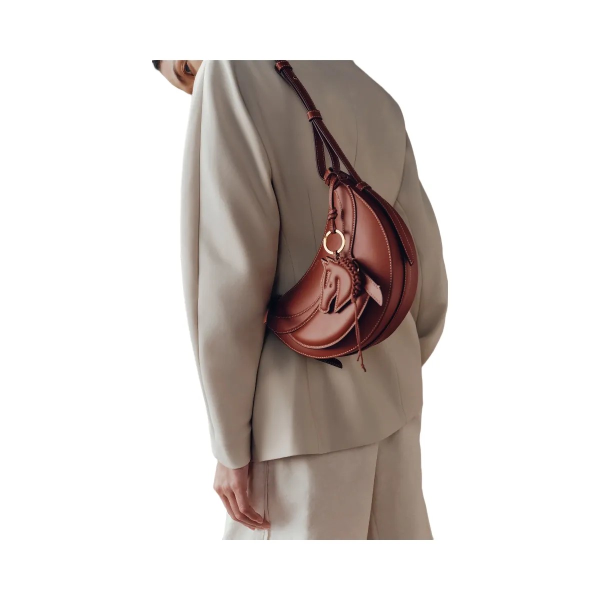 Polène Numéro Dix Galop Leather Bag Cognac - HypeFly India View 5