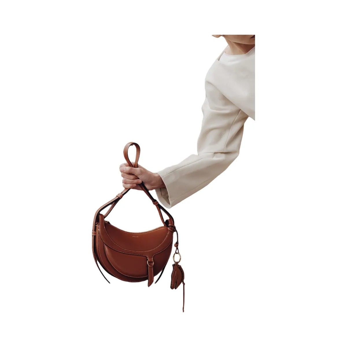 Polène Numéro Dix Galop Leather Bag Cognac - HypeFly India View 6