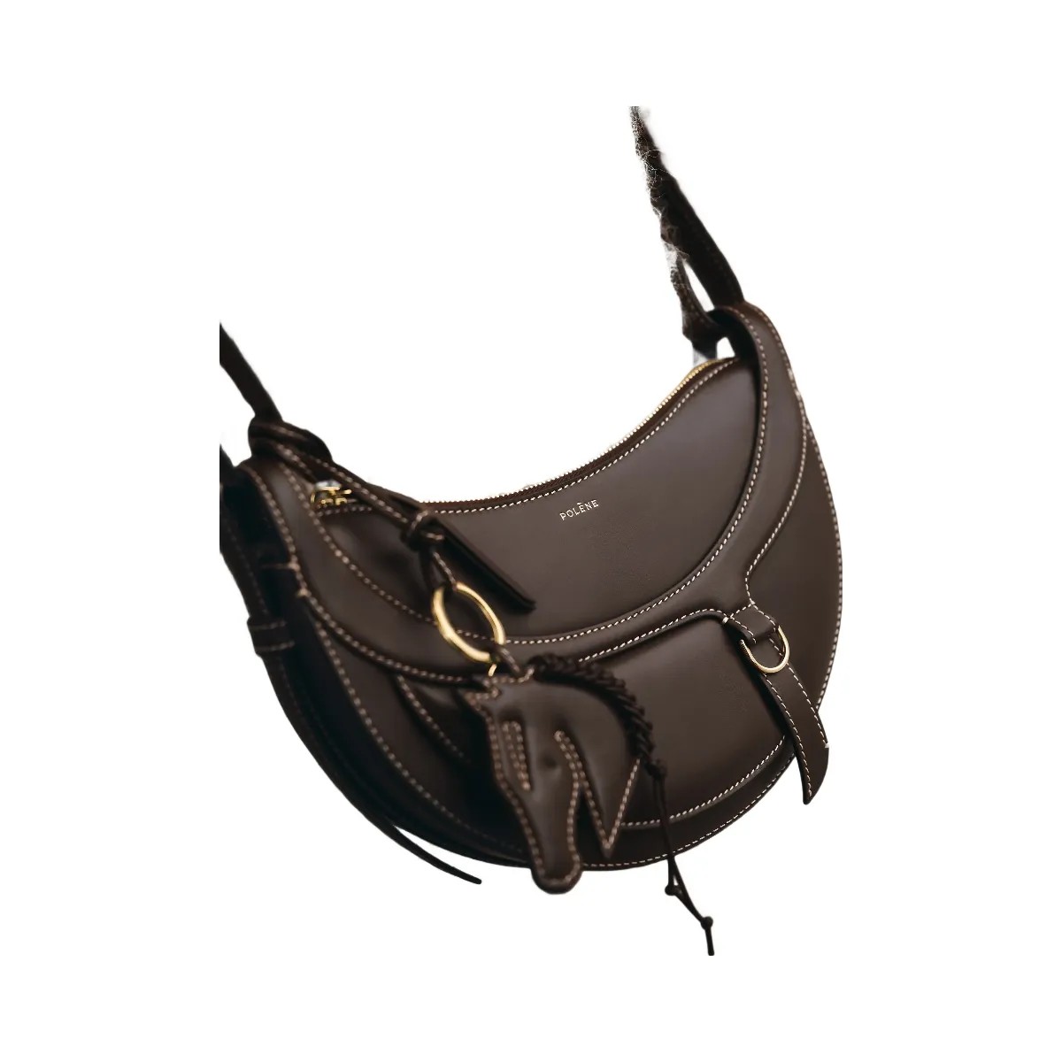 Polène Numéro Dix Galop Leather Bag Ebony - HypeFly India View 4