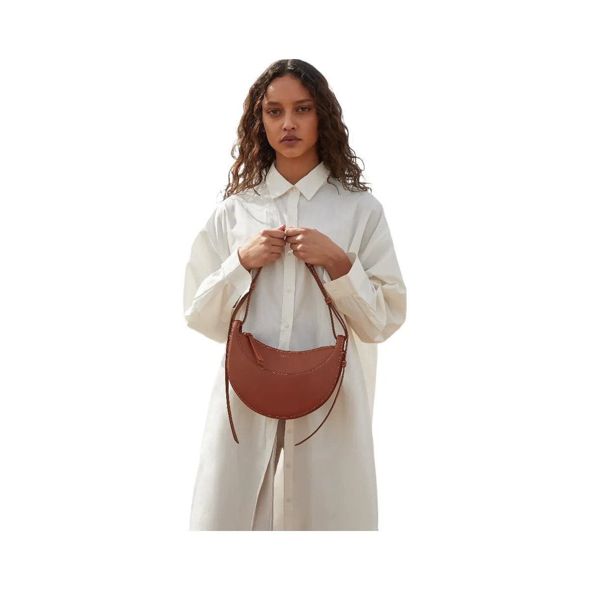 Polène Numéro Dix Smooth Leather Bag Cognac - HypeFly India View 5