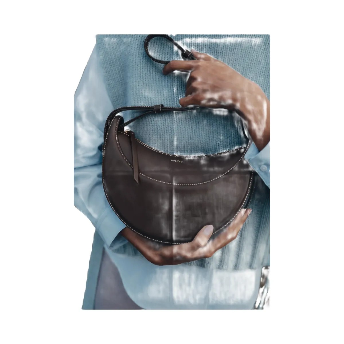 Polène Numéro Dix Smooth Leather Bag Ebony - HypeFly India View 3