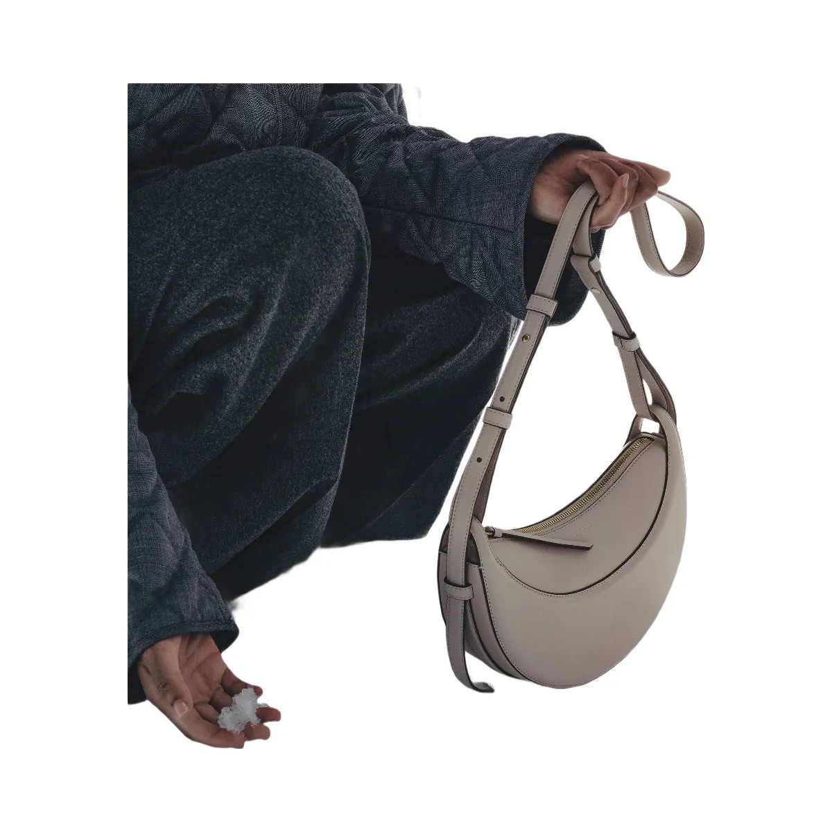 Polène Numéro Dix Smooth Leather Bag Mist - HypeFly India View 4