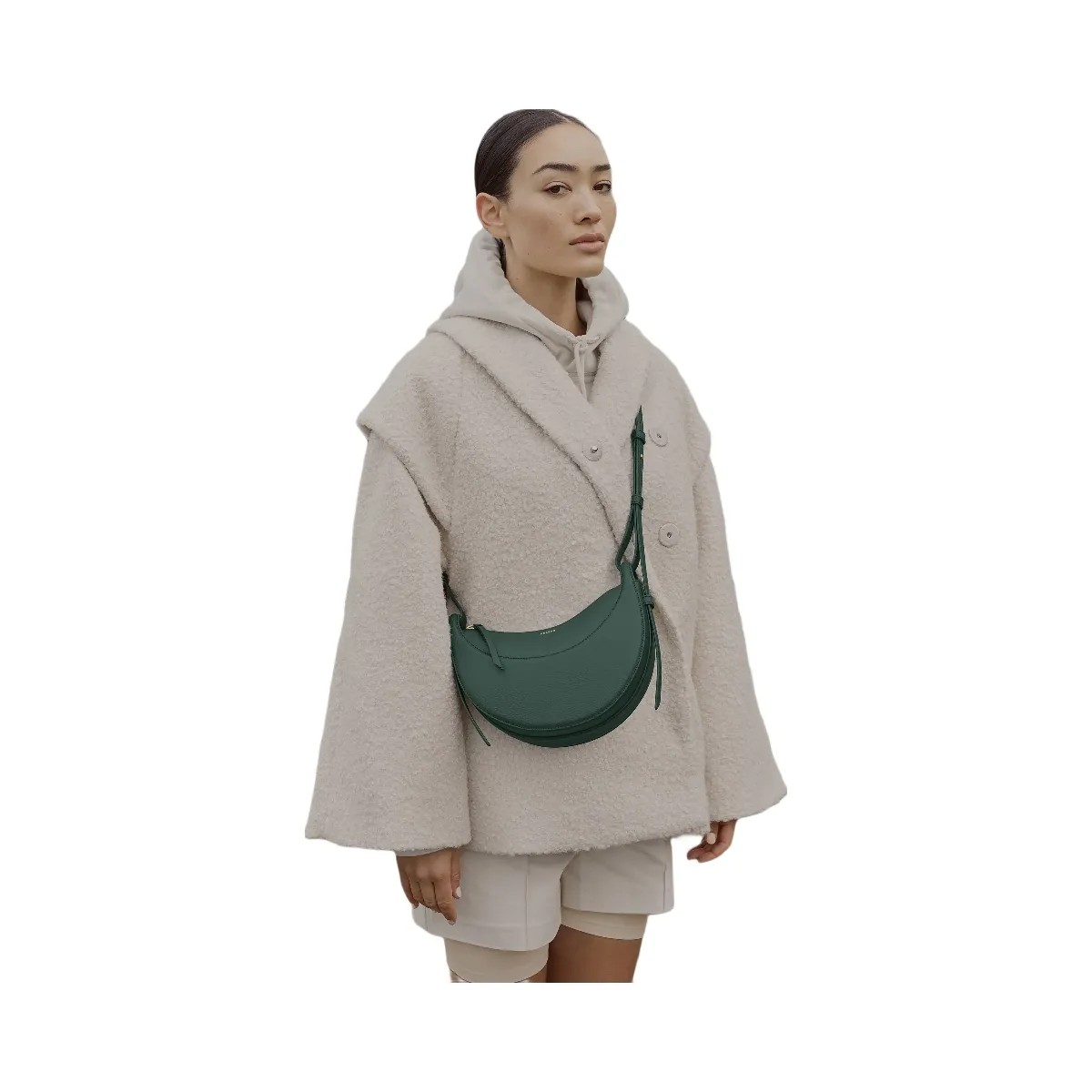 Polène Numéro Dix Textured Leather Bag Green - HypeFly India View 2