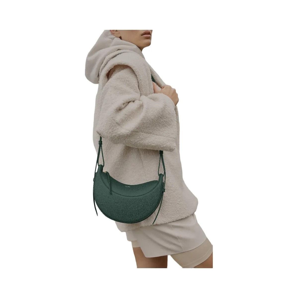 Polène Numéro Dix Textured Leather Bag Green - HypeFly India View 3