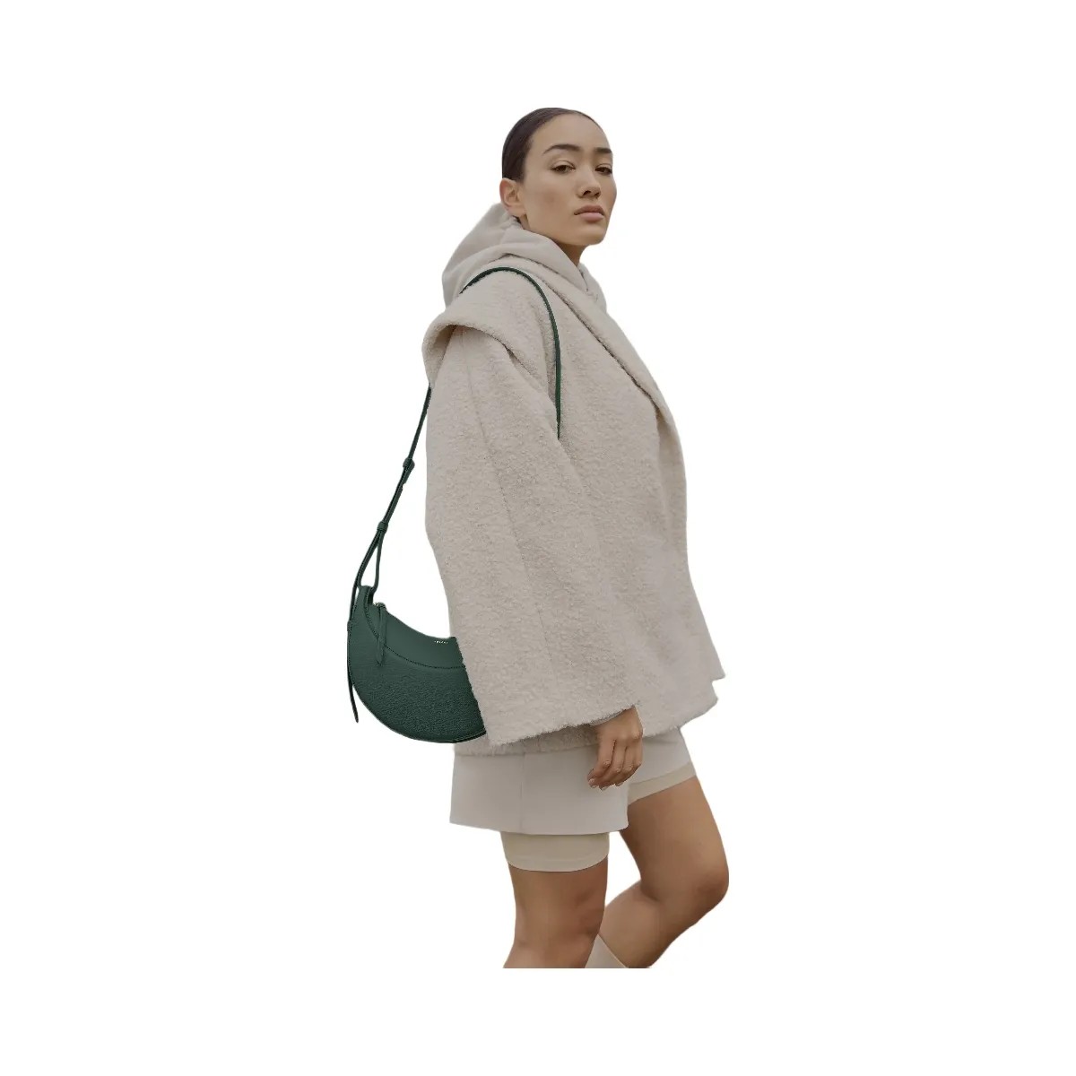 Polène Numéro Dix Textured Leather Bag Green - HypeFly India View 4