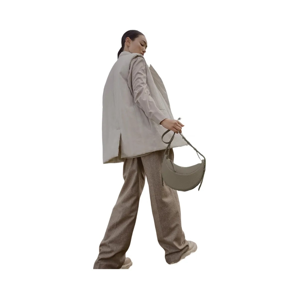 Polène Numéro Dix Textured Leather Bag Olive - HypeFly India View 6
